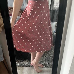 Rarely worn! Unique Vintage circle skirt, pink & white polka dot, size L